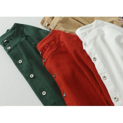 Pure Cotton Shirt With Embroidered Sleeves