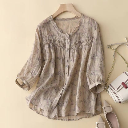 Pure Cotton Digital Printed Shirt With Pleat Work