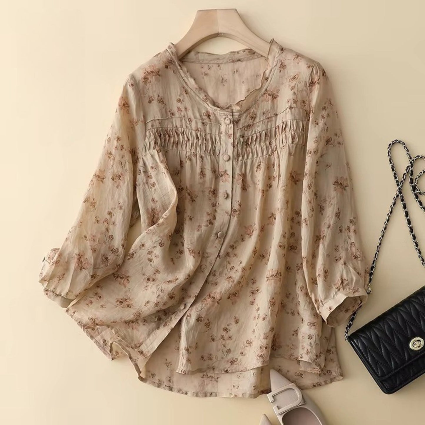 Pure Cotton Digital Printed Shirt With Pleat Work