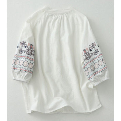 Pure Cotton Shirt With Embroidered Sleeves