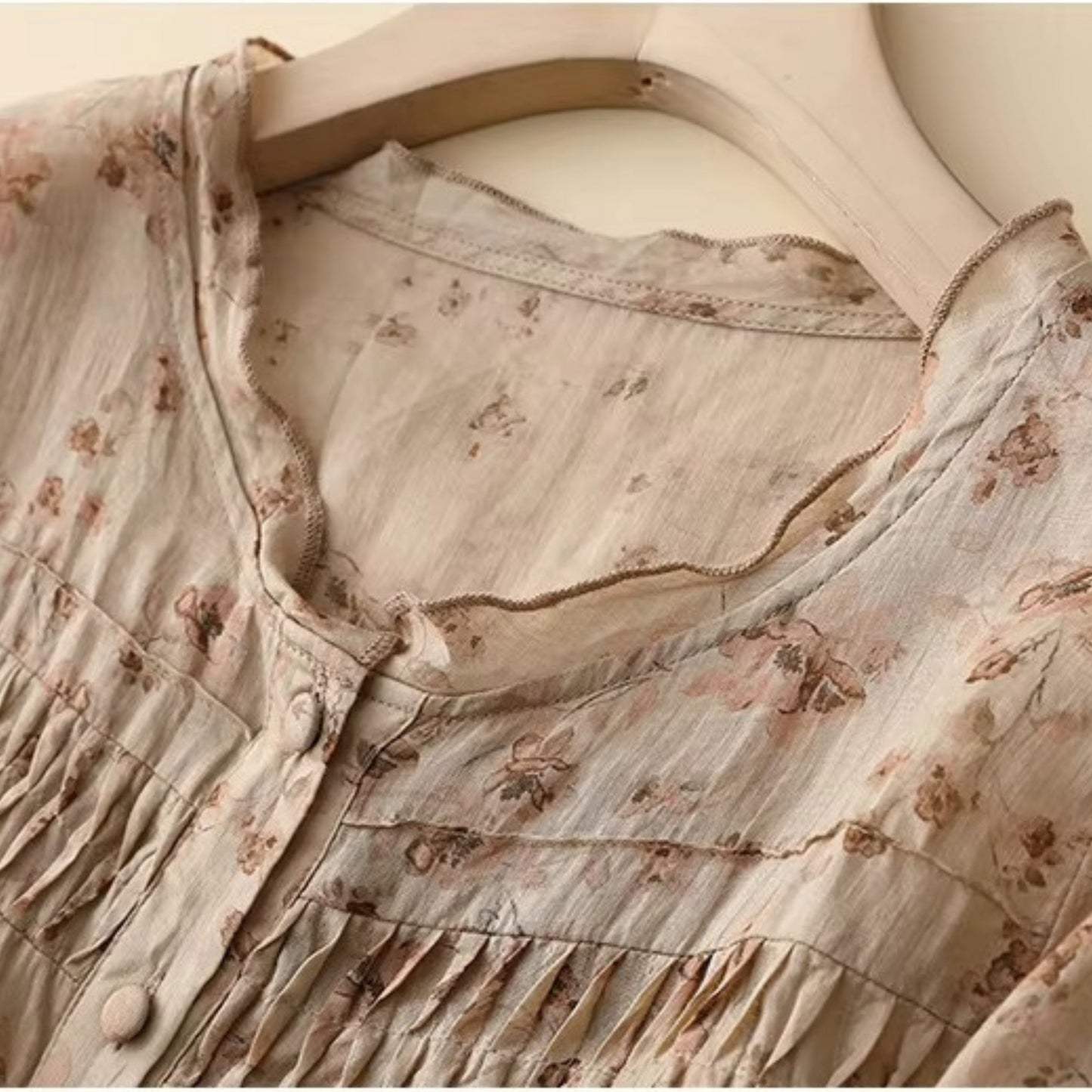 Pure Cotton Digital Printed Shirt With Pleat Work