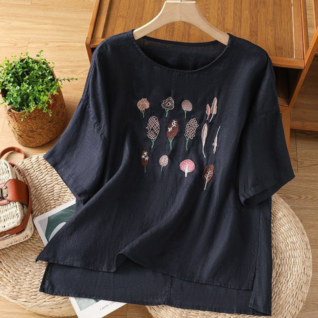 Pure Cotton Embroidered T-Shirt Top